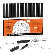 Shuttle Art Ultra Fine Dry Erase Markers, 15 Pack Black Whiteboard Markers with Erase, Dry Erase ...