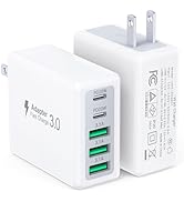 [2-Pack] 50W USB C Wall Charger Block,5-Port Type C Fast Charging Brick Cube Dual PD Power Adapte...