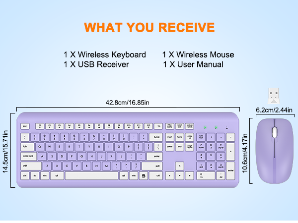 Wireless Keyboard and Mouse Combo, Full Size Silent Ergonomic Keyboard Mouse