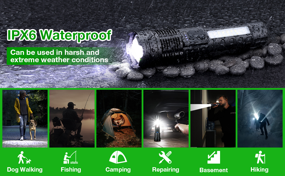 powerful flashlight high lumens for emergency, camping, home
