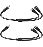 IMIYORE 1.3FT 14AWG DC Power Splitter 5.5mm×2.1mm 1Male to 2Female DC Extension Cord for Solar Pa...