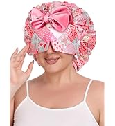 Vettres Double Layer Satin Hair Bonnet with Eye Mask Silk Sleep Cap with Tie Head Wrap for Curly ...