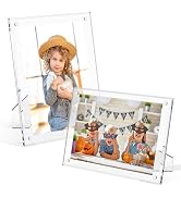 THDUJAYJAY 2Pcs Acrylic Picture Frames With Stand Clear Magnetic Acrylic Photo Frame Frameless Ta...
