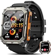 Military Smart Watch for Men (Answer/Make Call), 10 ATM Waterproof Outdoor Sports Fitness Tracker...