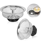 Kitchen Sink Strainer with Handle and Stopper Replacement Kitchen Sink Drain Basket/Stopper/Plug ...
