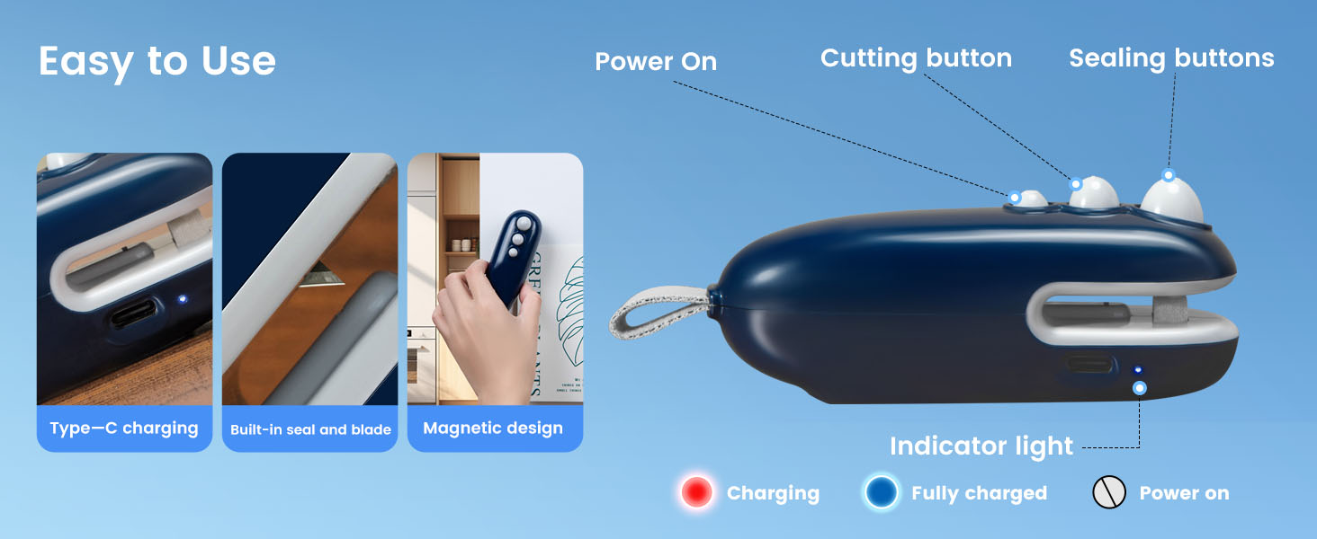 2 in 1 Type-C Rechargeable Heat Sealer and Cutter