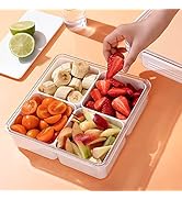 Divided Veggie Tray with Lid Stackable Vegetable Storage Square Appetizer Relish Serving Platter ...
