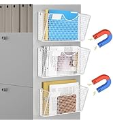 MFTEK Magnetic File Holder, 3 Pockets Wall File Folders Holder No Drilling Magnetic Paper Mail Or...