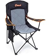 EMERIT Oversized Padded Camping Chair, 350LB Heavy Duty Quad Fold Chair with Arms, Collapsible Ou...