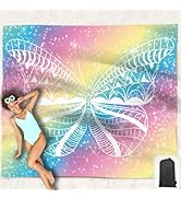 Hiwoss Beach Blanket Waterproof Sandproof Oversized 95”x 80”,Sand Free Beach Mat with Corner Pock...