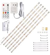 WOBANE Under Cabinet LED Lighting kit, 6 PCS LED Strip Lights with Remote Control Dimmer and Adap...