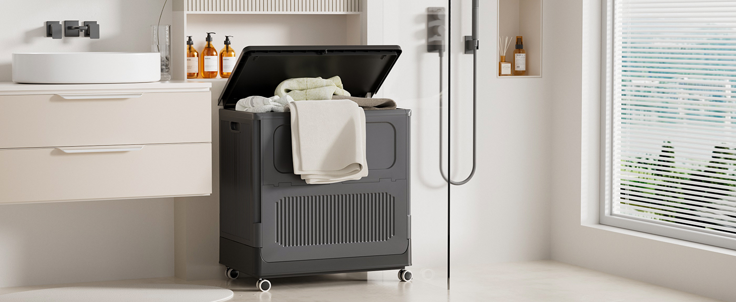 black laundry hamper with lid