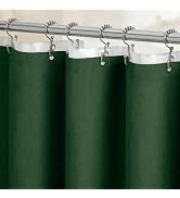 BTTN Emerald Green 3 in 1 Linen Textured Shower Curtain with Liner, 72x72 | 230GSM Heavy Duty Pol...