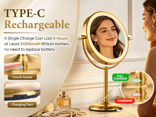 lighted makeup mirror with magnification