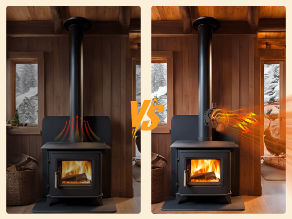 wood stove fan increase heat circulation rate in the chimney