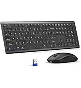 TECKNET Wireless Keyboard and Mouse Combo, Rechargeable Ultra-Slim Full-Size Keyboard with 12 Mul...