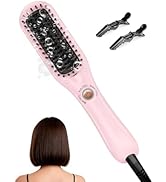 LANDOT Mini Hair Straightening Brush - Compact Ionic Straightening Brush for Frizz-Free Smooth Ha...