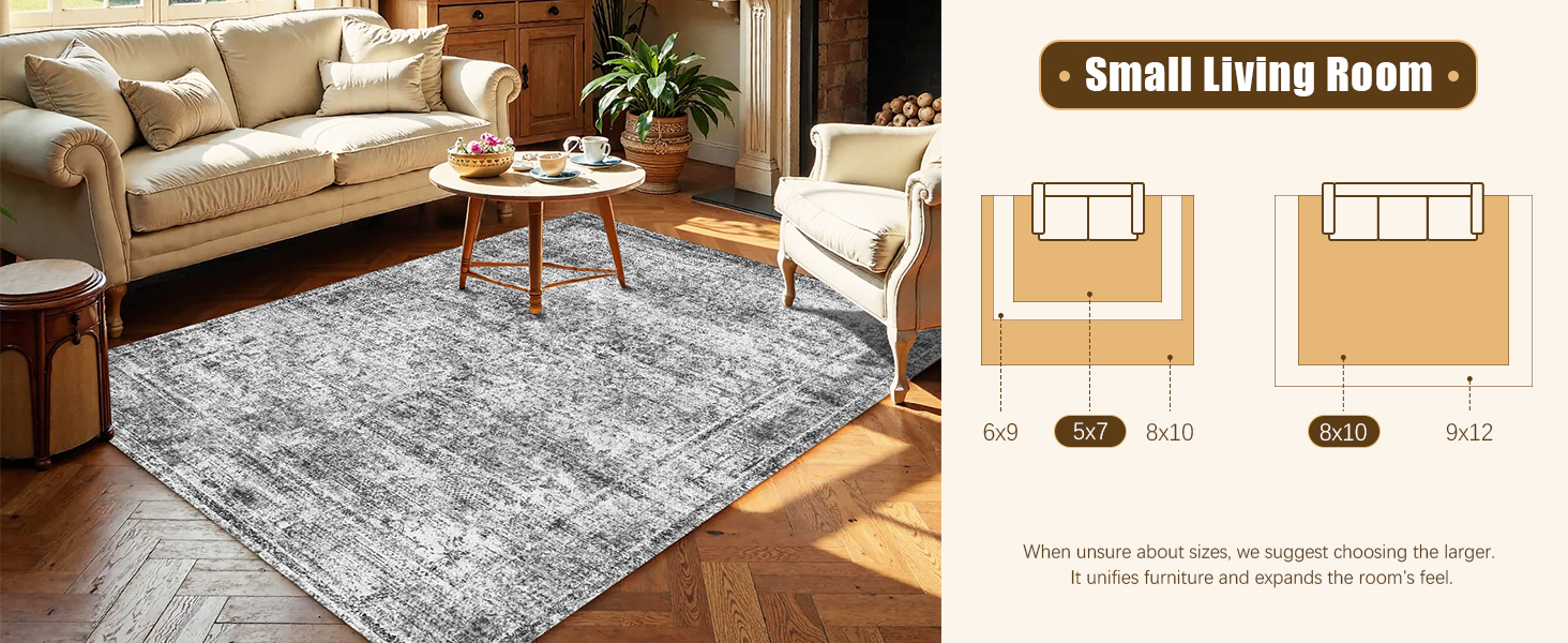 HIRUG Washable Area Rug