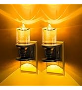 L LOHAS LED Flameless Candle Night Light, 2 Pack Amber Night Lights Plug into Wall, 0-100LM Dimma...