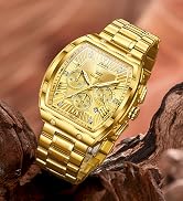OLEVS Watches Men Chronograph Waterproof Rectangle Face Moon Phase Stainless Steel Strap Dress Wa...