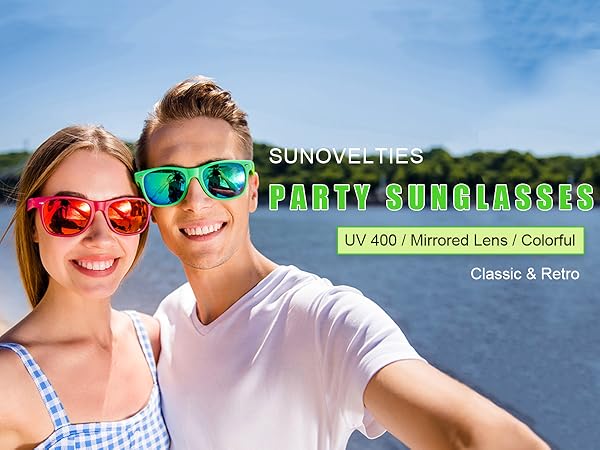 Neon Party Sunglasses Mirrored Lens