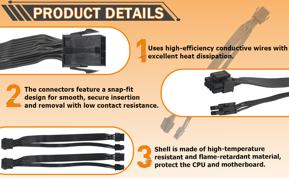 EPS12V CPU 8 Pin Female to CPU ATX 8 Pin and ATX 4 Pin Male CPU Power Adapter