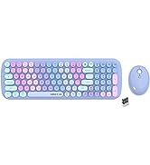 Wireless Keyboards and Mouse Combos, UBOTIE Colorful Gradient Rainbow Colored Retro Typewriter Fl...