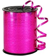 Shiny Rose Red Ribbon,3/16 inch x 500 Yards Metallic Rose Curling Ribbon for New Year Gift Wrappi...