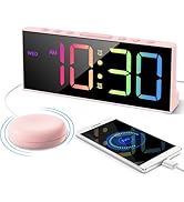 Loud Alarm Clock with Bed Shaker, Big Display Plug in Vibrating Alarm Clock for Heavy Sleepers Ad...