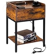 Lerliuo Nightstand with Charging Station and USB Ports, 3-Tier End Side Table with Storage Drawer...