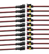 10Pcs Car Waterproof Electrical Connector, 2 Pin Connector, 16 AWG 2 Wire Waterproof Connector, C...