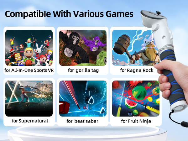 oculus quest 3 controller accessories extension grips for VR game gorilla tag long arms, beat saber
