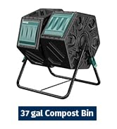 EAST OAK Dual Chamber Outdoor Compost Tumbler, 2 × 18.5 Gallon Compost Bin, Rotating Composter wi...