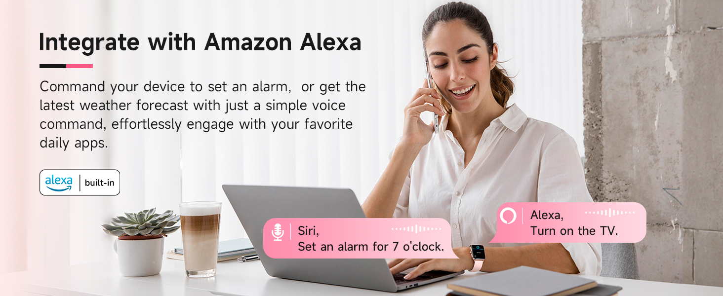 Smart Watch for Women Android &amp; iPhone, Alexa Built-in, IP68 Waterproof