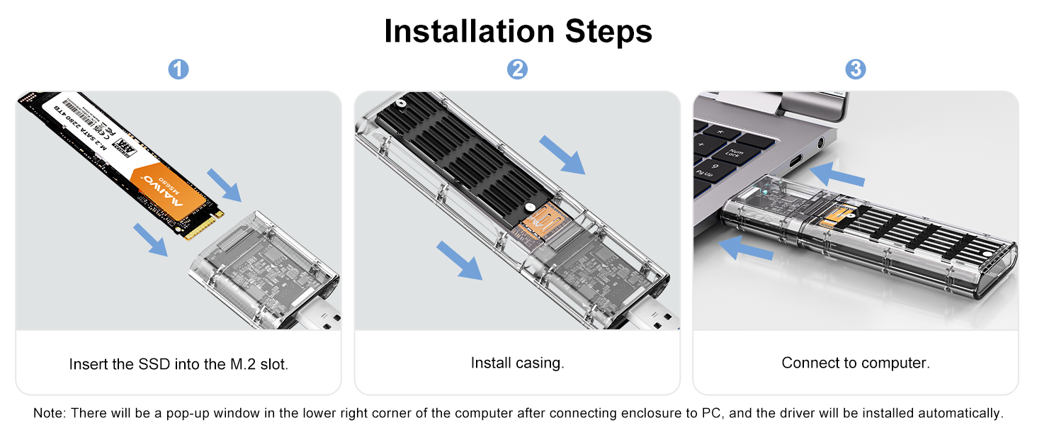tool free short mini NGFF SATA to USB adapter USB3.2 Gen1 Type-A SATA Based M.2 Solid State Drive