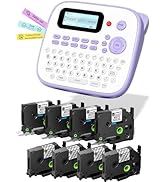 Label Maker Bundle 8PK White and Clear Tapes, D210S Label Maker Waterproof-Labels, Portable Label...