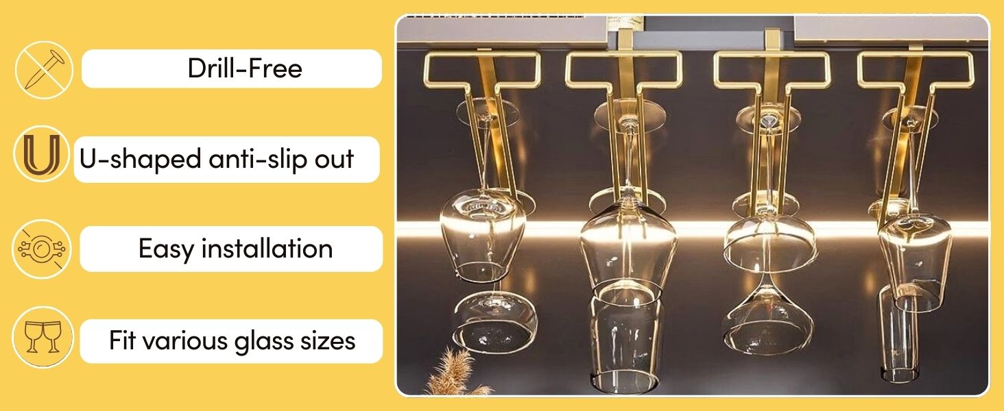 wine glass rack under cabinet metal wine glass holder hanger organizer stemwares racks hangers 