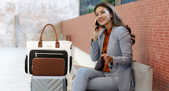 LOVEVOOK Teacher Laptop Tote Bag for Women Nurse Work With Large Cup Holder Computer Purses