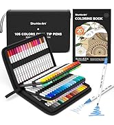 Shuttle Art Dual Tip Brush Marker Pens, 105 Colors Fine and Brush Tip Markers Set in Portable Cas...