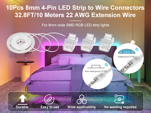 8mm led light strip connectors 4 pin