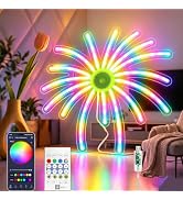 XINGZHI RGB+IC Color Changing Smart Firework LED Lights Neon Sign, 14.6x14.6in with USB, Multiple...