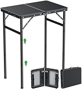 GARLLEN 2ft Folding Camping Table, 3 Adjustable Height Lightweight Picnic Table, Portable Aluminu...