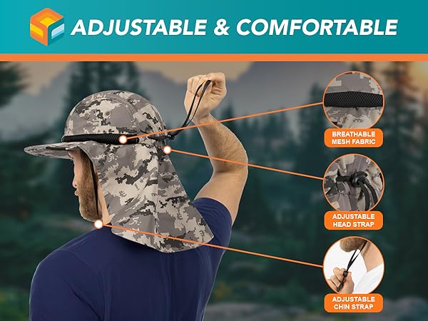 outdoor sun hat with uv protection neck flap men