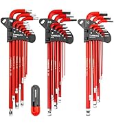 TOMMARS Hex Key Set Magnetic Ball End S2 Steel With T-Handle Hex Key Allen Wrench Set SAE(1/16"-3...