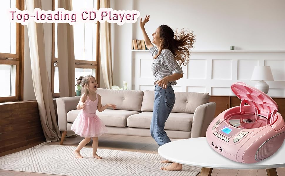 toploading cd player pink