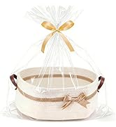 Large Gift Baskets Empty with Handles, 14"x 10"x 5.5" Cotton Rope Storage Basket Storage for Gift...