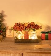 Mkono Mason Jar Lights Centerpiece Table Decorations for Dining Room Farmhouse Coffee Table Decor...