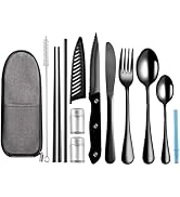 Logcow Travel Utensils with Case,Reusable Utensils,Portable Travel Camping Cutlery Set,Stainless ...