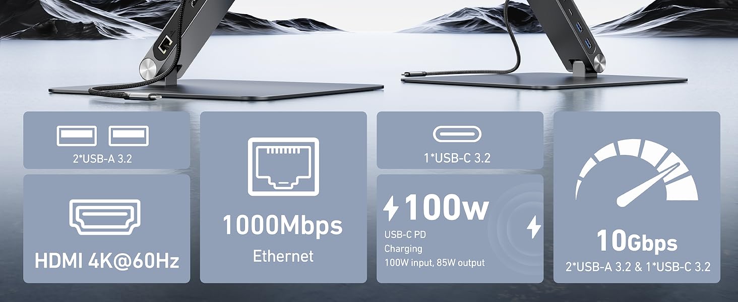 BENFEI Laptop Stand with USB C 6in1 Docking Station