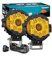 Nilight 7 Inch LED Offroad Driving Lights High Low Beam 2 PCS 80W Round Amber Light Side Shooter ...